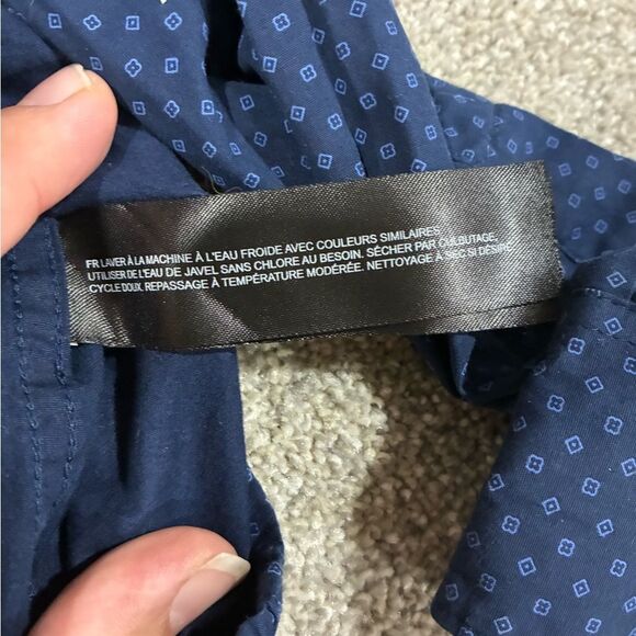 Denim & Flower Ricky Singh Men’s Slim Fit Shirt Navy Geometric Print Long Slv Sm - Picture 5 of 8